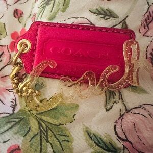 EUC Coach Fuchsia and Glitter Gold Clear Coach Hangtag!